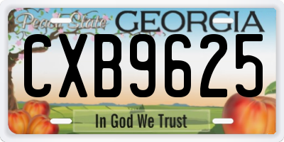 GA license plate CXB9625