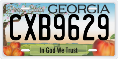 GA license plate CXB9629