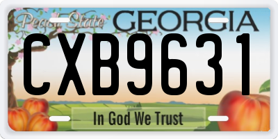 GA license plate CXB9631