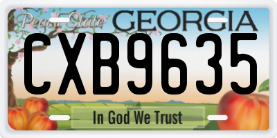 GA license plate CXB9635