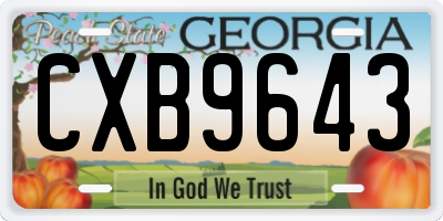GA license plate CXB9643