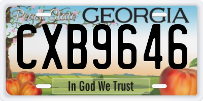 GA license plate CXB9646