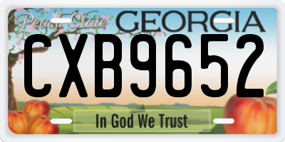 GA license plate CXB9652