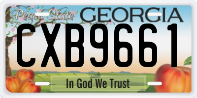 GA license plate CXB9661