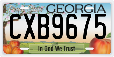 GA license plate CXB9675