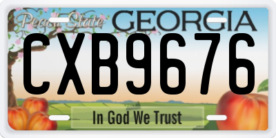 GA license plate CXB9676