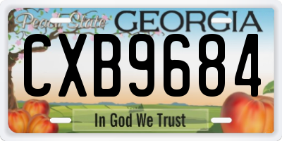 GA license plate CXB9684