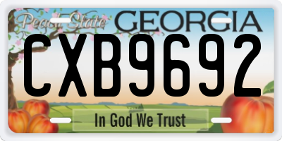 GA license plate CXB9692