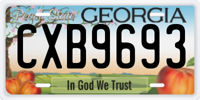 GA license plate CXB9693