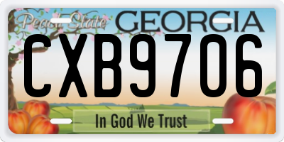 GA license plate CXB9706