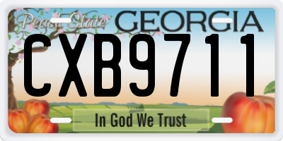 GA license plate CXB9711