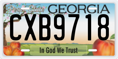 GA license plate CXB9718