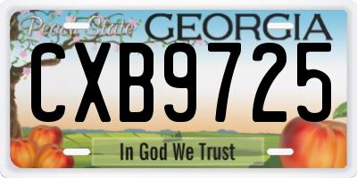 GA license plate CXB9725