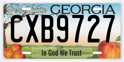 GA license plate CXB9727