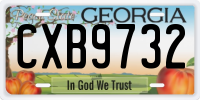 GA license plate CXB9732