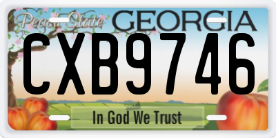 GA license plate CXB9746