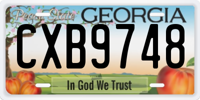 GA license plate CXB9748