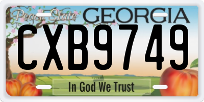 GA license plate CXB9749