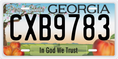 GA license plate CXB9783
