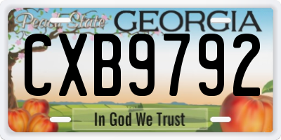 GA license plate CXB9792