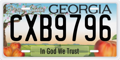 GA license plate CXB9796
