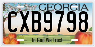 GA license plate CXB9798