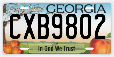 GA license plate CXB9802