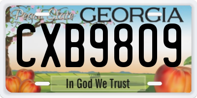 GA license plate CXB9809