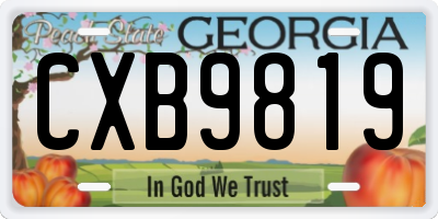 GA license plate CXB9819