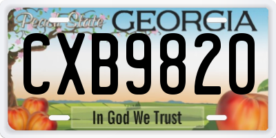 GA license plate CXB9820