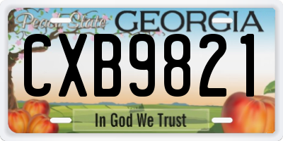 GA license plate CXB9821