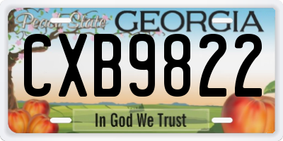 GA license plate CXB9822
