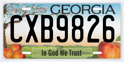 GA license plate CXB9826
