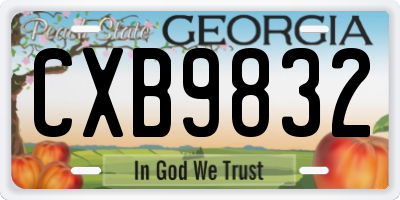 GA license plate CXB9832