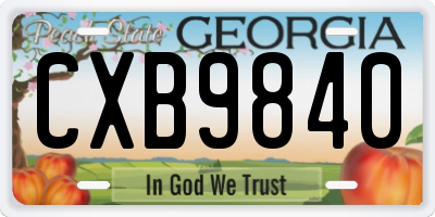 GA license plate CXB9840