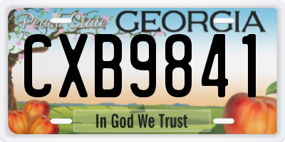 GA license plate CXB9841