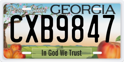 GA license plate CXB9847