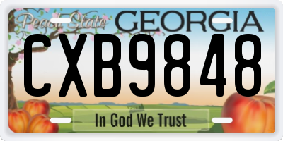 GA license plate CXB9848