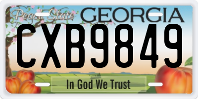 GA license plate CXB9849
