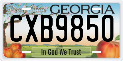 GA license plate CXB9850