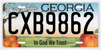 GA license plate CXB9862