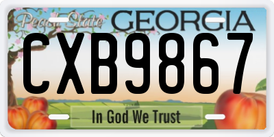 GA license plate CXB9867