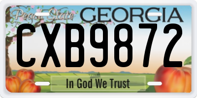 GA license plate CXB9872
