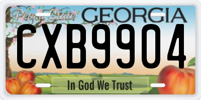 GA license plate CXB9904