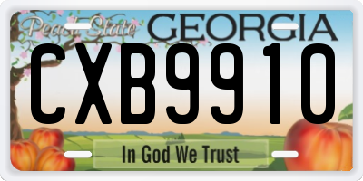 GA license plate CXB9910