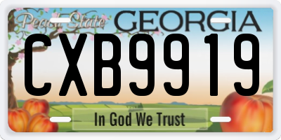 GA license plate CXB9919