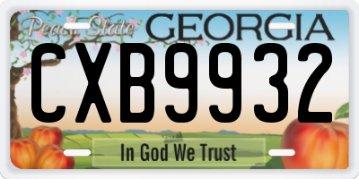 GA license plate CXB9932