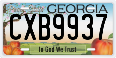 GA license plate CXB9937