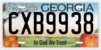 GA license plate CXB9938