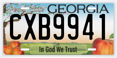 GA license plate CXB9941